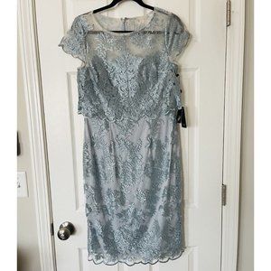 NWT Adrianna Papell Light Blue Lace Dress - 8